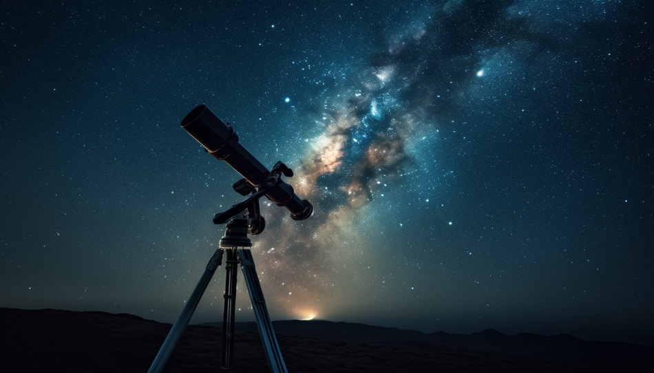 Telescopio para observación astronómica en el bosque